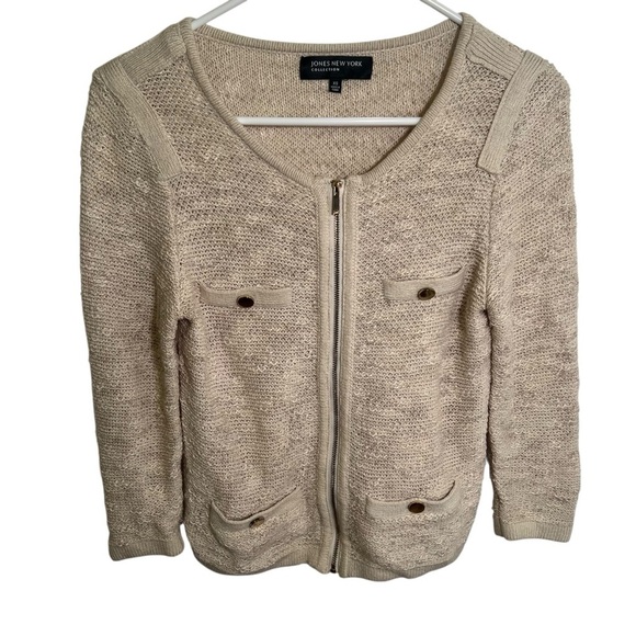 Jones New York Collection Tweed Jacket Beige Cream XS - Picture 1 of 10